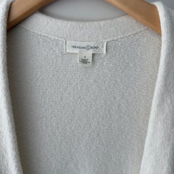 🤍 Treasure & Bond Off-white Cable Knit Heavy Longline Cardigan | Size S - Picture 4 of 7